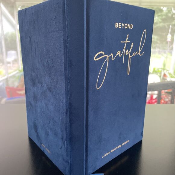 Beyond Grateful Navy Blue Velvet Daily Gratitude Journal Bookmarks New Blank - Picture 6 of 6